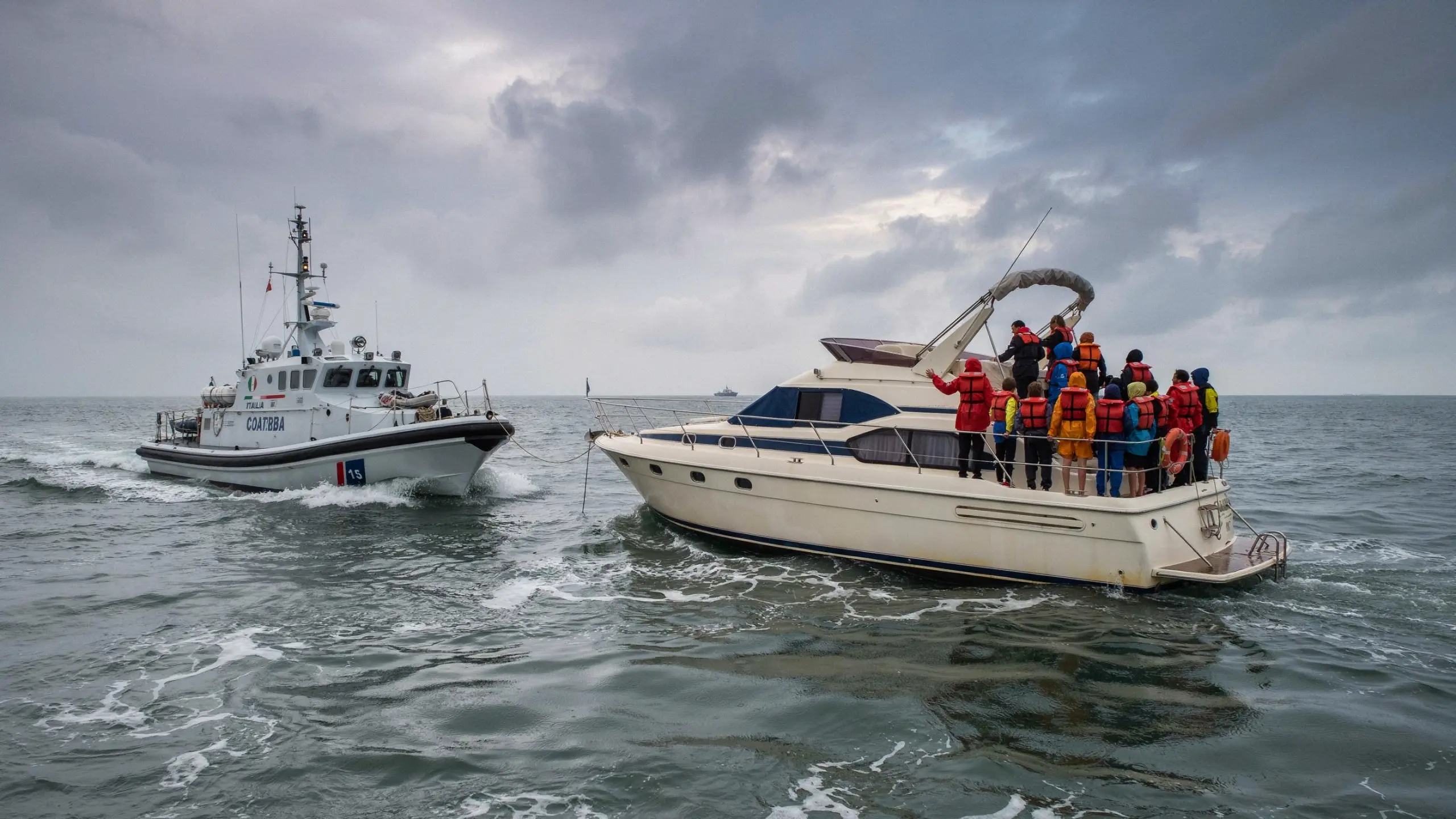 🇫🇷 Douze personnes secourues en mer après une avarie moteur près de Battipaglia 🇬🇧 Twelve People Rescued at Sea After Engine Failure Near Battipaglia
